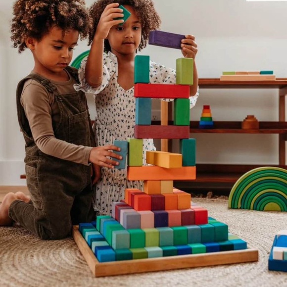 GRIMM'S SPIEL & HOLZ Large Stepped Pyramid Wooden Math Blocks - Picture 2 of 7